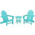 Polywood Classic Aruba Patio Set with Adirondack Chairs and Round Side Table 633PWS4171AR